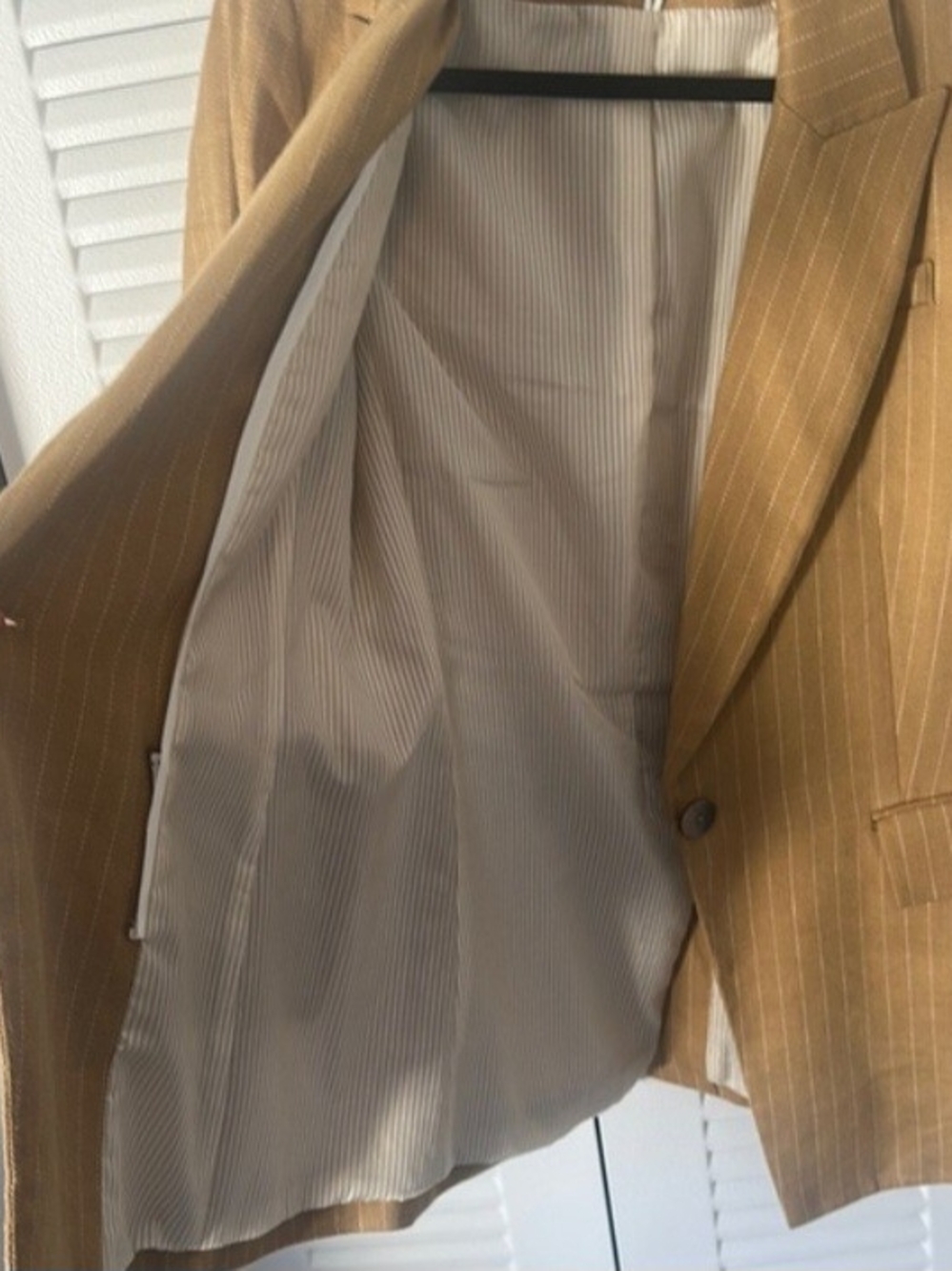 Veronica Beard Mustard-Tan Pinstripe Dickey Jacket Blazer - Picture 7 of 8